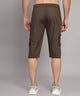 Men's Brown Cotton Three Fourth Shorts