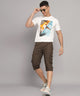 Men's Brown Cotton Three Fourth Shorts