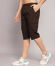 Men's Coffee Cotton Three Fourth Shorts