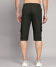 Men's Dark Green Cotton Three Fourth Shorts