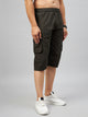 Men's Green Cotton Three Fourth Shorts