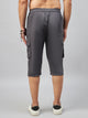 Men's Grey Cotton Three Fourth Shorts