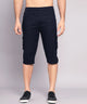 Men's Navy Blue Cotton Three Fourth Shorts