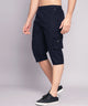 Men's Navy Blue Cotton Three Fourth Shorts