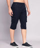 Men's Navy Blue Cotton Three Fourth Shorts