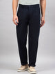 Men Relaxed Dark Blue Pure Cotton Trousers