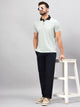 Men Relaxed Dark Blue Pure Cotton Trousers