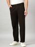 Men Relaxed Dark Brown Pure Cotton Trousers
