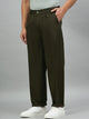 Men Relaxed Dark Green Pure Cotton Trousers