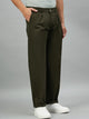 Men Relaxed Dark Green Pure Cotton Trousers