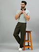 Men Relaxed Dark Green Pure Cotton Trousers