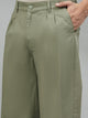 Men Relaxed Light Green Cotton Trousers