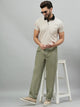 Men Relaxed Light Green Cotton Trousers