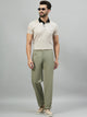 Men Relaxed Light Green Cotton Trousers