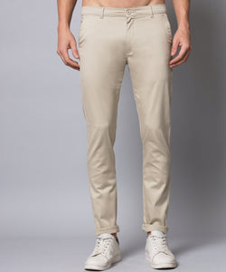 Men's Relaxed Beige  Pure Cotton Trousers