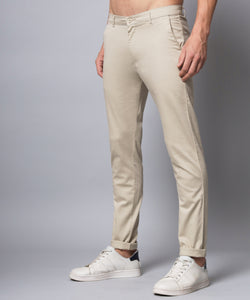 Men's Relaxed Beige  Pure Cotton Trousers