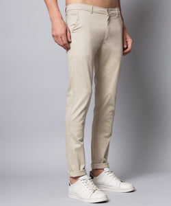 Men's Relaxed Beige  Pure Cotton Trousers