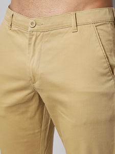 Men's Light Brown Pure Cotton Trousers