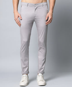 Men's Relaxed Light Grey Pure Cotton Trousers