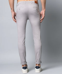Men's Relaxed Light Grey Pure Cotton Trousers