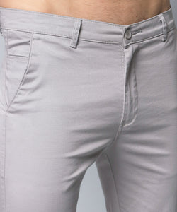 Men's Relaxed Light Grey Pure Cotton Trousers