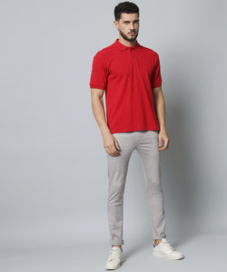 Men's Relaxed Light Grey Pure Cotton Trousers