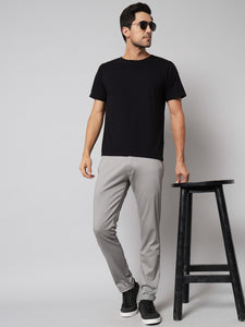 Men's Light Grey Pure Cotton Trousers