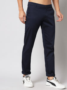 Men's Navy Blue Pure Cotton Trousers