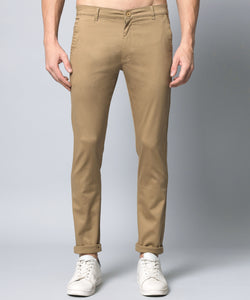 Men's Relaxed Light Brown Pure Cotton Trousers