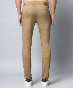Men's Relaxed Light Brown Pure Cotton Trousers