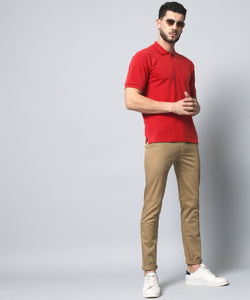 Men's Relaxed Light Brown Pure Cotton Trousers