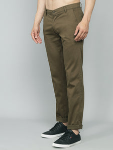 Men's Relaxed Green Pure Cotton Trousers