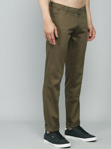Men's Relaxed Green Pure Cotton Trousers