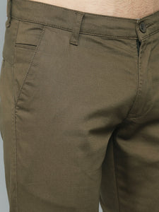 Men's Relaxed Green Pure Cotton Trousers