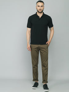 Men's Relaxed Green Pure Cotton Trousers