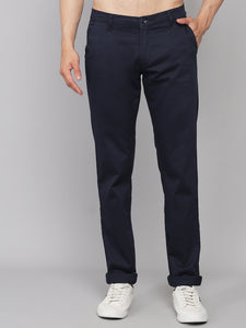 Men's Relaxed Navy Blue Pure Cotton Trousers