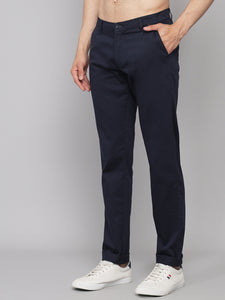 Men's Relaxed Navy Blue Pure Cotton Trousers