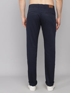 Men's Relaxed Navy Blue Pure Cotton Trousers