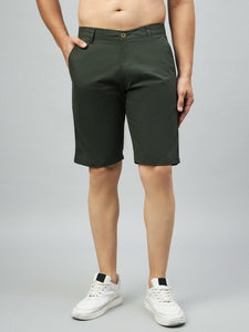 Men's Dark Green Cotton Shorts