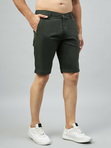 Men's Dark Green Cotton Shorts