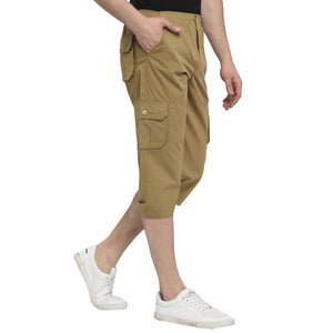 Studio Nexx Men Solid Cotton Three Fourth Shorts